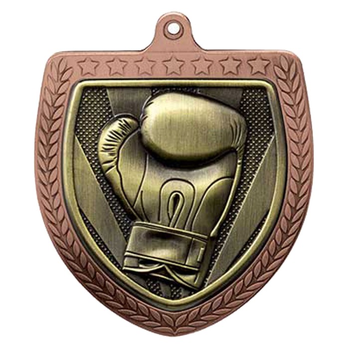 BRONZE 75MM BOXING GLOVE SHIELD MEDAL